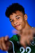 11 October 2021; Trent Kone Doherty poses for a portrait during a Republic of Ireland U17's portrait session at Rochestown Park Hotel, Cork. Photo by Eóin Noonan/Sportsfile