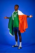11 October 2021; Franco Umeh poses for a portrait during a Republic of Ireland U17's portrait session at Rochestown Park Hotel, Cork. Photo by Eóin Noonan/Sportsfile