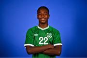 11 October 2021; Franco Umeh poses for a portrait during a Republic of Ireland U17's portrait session at Rochestown Park Hotel, Cork. Photo by Eóin Noonan/Sportsfile