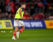 25 September 2021; Jack Crowley of Munster during the warm-up before the United Rugby Championship match between Munster and Cell C Sharks at Thomond Park in Limerick.  Photo by Piaras Ó Mídheach/Sportsfile