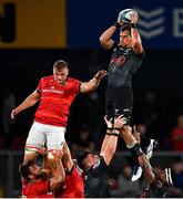 25 September 2021; Henco Venter of Cell C Sharks wins possession in the lineout during the United Rugby Championship match between Munster and Cell C Sharks at Thomond Park in Limerick.  Photo by Piaras Ó Mídheach/Sportsfile