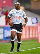 25 September 2021; Ntuthuko Mchunu of Cell C Sharks during the warm-up before the United Rugby Championship match between Munster and Cell C Sharks at Thomond Park in Limerick.  Photo by Piaras Ó Mídheach/Sportsfile