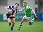 6 October 2021; Louis Moran of Terenure College in action against Tom Brophy of Gonzaga College during the Bank of Ireland Leinster Schools Junior Cup Round 2 match between Gonzaga College and Terenure at Energia Park in Dublin. Photo by Piaras Ó Mídheach/Sportsfile