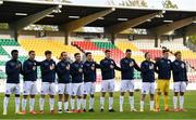 8 October 2021; The Luxembourg team stand for the national anthem before the UEFA European U21 Championship Qualifier match between Republic of Ireland and Luxembourg at Tallaght Stadium in Dublin.  Photo by Sam Barnes/Sportsfile