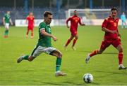 12 October 2021; Lee O'Connor of Republic of Ireland in action against Omar Sarif Sijaric of Montenegro during the UEFA European U21 Championship Qualifier Group F match between Montenegro and Republic of Ireland at Gradski Stadion Podgorica in Podgorica, Montenegro. Photo by Filip Roganovic/Sportsfile