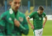 12 October 2021; Conor Coventry of Republic of Ireland after their defeat in the UEFA European U21 Championship Qualifier Group F match between Montenegro and Republic of Ireland at Gradski Stadion Podgorica in Podgorica, Montenegro. Photo by Filip Roganovic/Sportsfile