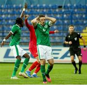 12 October 2021; Conor Coventry of Republic of Ireland reacts after his penalty was saved during the UEFA European U21 Championship Qualifier Group F match between Montenegro and Republic of Ireland at Gradski Stadion Podgorica in Podgorica, Montenegro. Photo by Filip Roganovic/Sportsfile