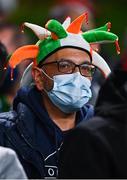 12 October 2021; A Republic of Ireland supporter before the international friendly match between Republic of Ireland and Qatar at Aviva Stadium in Dublin. Photo by Eóin Noonan/Sportsfile
