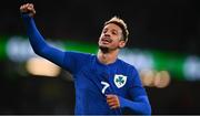 12 October 2021; Callum Robinson of Republic of Ireland celebrates after scoring his side's second goal during the international friendly match between Republic of Ireland and Qatar at Aviva Stadium in Dublin. Photo by Eóin Noonan/Sportsfile