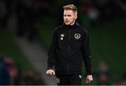 12 October 2021; Republic of Ireland athletic therapist Sam Rice during the international friendly match between Republic of Ireland and Qatar at Aviva Stadium in Dublin. Photo by Stephen McCarthy/Sportsfile