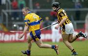 21 March 2004; David Hoey, Clare, in action against Eddie Brennan, Kilkenny. Allianz Hurling League 2004, Division 1A, Round 4, Clare v Kilkenny, Cusack Park, Ennis, Co. Clare. Picture credit; Ray McManus / SPORTSFILE *EDI*