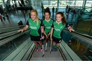 23 July 2013; The Irish Hockey Association is delighted to welcome Dublin Airport Authority on board as a commercial sponsor of the Electric Ireland U18 Women's EuroHockey Championships which will take place at UCD, Dublin, from 29th July to 4th August. Pictured at the launch of the partnership are Ireland players, from left to right, Sarah Hawkshaw, Emma Duncan, and Ruth Maguire. Dublin Airport, Dublin. Photo by Sportsfile