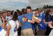 21 July 2013; Monaghan goalkeeper Rory Beggan celebrates with supporters after the game. Ulster GAA Football Senior Championship Final, Donegal v Monaghan, St Tiernach's Park, Clones, Co. Monaghan. Picture credit: Daire Brennan / SPORTSFILE