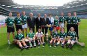 22 July 2013; In attendance at the launch of the M.Donnelly GAA All Ireland Poc Fada Finals are Uachtarán Chumann Lúthchleas Gael Liam Ó Néill, centre, alongside President of the Camogie Association Aileen Lawlor, with back row,  left to right, Eoin Reilly, Laois, Andrew Fahey, Clare, Patrick McKillion, Tyrone, Sean McBride, Derry, James Skehill, Galway, Martin Donnelly, CEO Martin Donnelly and Co., Humprey Kelleher, Chairperson National Poc Fada Committee, Niamh Mackin, Louth,  Brendan Cummins, Tipperary, Patrick McKillion, Tyrone, and Sean McBride, Derry, front row, left to right, Deirdre Colfer, Wexford, Adam O'Brien, Limerick, Donal McKernan, Antrim, . Croke Park, Dublin, Bronagh Mone, Armagh, Catriona McCrickard, Down, and Catriona Daly, Galway. Picture credit: David Maher / SPORTSFILE