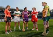 22 July 2013; In attendance at the launch of the M.Donnelly GAA All Ireland Poc Fada Finals are camogie players, from left to right, Broagh Mone, Armagh, Catriona McCrickard, Down, Deirdre Colfer, Wexford, Niamh Mackin, Louth, and Catriona Daly, Galway. Croke Park, Dublin. Picture credit: David Maher / SPORTSFILE