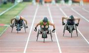 22 July 2013; Team Ireland’s John McCarthy, from Dunmanway, Co. Cork, competing in the Men’s 100m – T51 Final. 2013 IPC Athletics World Championships, Stadium Parilly, Lyon, France. Picture credit: John Paul Thomas / SPORTSFILE