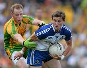 21 July 2013; Dessie Mone, Monaghan, in action against Anthony Thompson, Donegal. Ulster GAA Football Senior Championship Final, Donegal v Monaghan, St Tiernach's Park, Clones, Co. Monaghan. Picture credit: Brian Lawless / SPORTSFILE