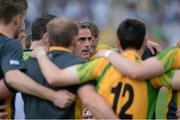 21 July 2013; Donegal manager Jim McGuinness speaks to his players before the match. Ulster GAA Football Senior Championship Final, Donegal v Monaghan, St Tiernach's Park, Clones, Co. Monaghan. Picture credit: Brian Lawless / SPORTSFILE