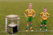 23 July 2013; 6-year-old Conal Ferry and his brother Liam, age 4, from Dungloe, Co. Donegal, with the Sam Maguire Cup at the official launch of the 2013 GAA Football Championship All-Ireland Series. Glenswilly GAA Club, Glenswilly, Co. Donegal. Picture credit: Stephen McCarthy / SPORTSFILE