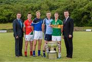 23 July 2013; Super Valu representives Charlie Ferry, left, and Liam McShea, right, with footballers, from left, Cillian O'Connor, Mayo, Owen Lennon, Monaghan, Eoghan O'Gara, Dublin, and Jonathan Lyne, Kerry, at the official launch of the 2013 GAA Football Championship All-Ireland Series. Glenswilly GAA Club, Glenswilly, Co. Donegal. Picture credit: Ray McManus / SPORTSFILE