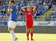 23 July 2013; David McMillan, Sligo Rovers, reacts after a missed opportunity. UEFA Champions League Second Qualifying Round, Second Leg, Molde FK v Sligo Rovers, Molde Stadion, Molde, Norway. Picture credit: Richard Brevik / SPORTSFILE