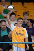 24 July 2013; Jackson McGreevey, Antrim, lifts the cup. Bord Gáis Energy Ulster GAA Hurling Under 21 Championship Final, Antrim v Derry, Casement Park, Belfast, Co. Antrim. Picture credit: Oliver McVeigh / SPORTSFILE