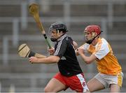 24 July 2013; Ciaran O'Kane, Derry, in action against Joe Loughlin, Antrim. Bord Gáis Energy Ulster GAA Hurling Under 21 Championship Final, Antrim v Derry, Casement Park, Belfast, Co. Antrim. Picture credit: Oliver McVeigh / SPORTSFILE