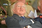 25 July 2013; President of Ireland and Commander-in-chief of the Irish Defence Forces Michael D. Higgins watches the match. Cunningham Cup Final, Sixth Infantry Battalion v Third Infantry Battalion, Tolka Park, Dublin. Picture credit: Barry Cregg / SPORTSFILE