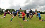 25 July 2013; Leinster coaches Stephen Coy and Victor Ball, right, Participants during a drill at the Leinster School of Excellence. The King's Hospital, Palmerstown, Dublin. Picture credit: Barry Cregg / SPORTSFILE