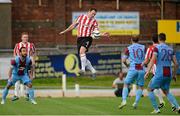 25 July 2013; Barry Molloy, Derry City, in action against Adrian Mierzejewski, 10, Trabzonspor. UEFA Europa League Second Qualifying Round, 2nd leg, Derry City v Trabzonspor, The Brandywell, Derry. Picture credit: Oliver McVeigh / SPORTSFILE