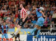 25 July 2013; Ryan McBride, Derry City, in action against Giray Kacar, Trabzonspor. UEFA Europa League Second Qualifying Round, 2nd leg, Derry City v Trabzonspor, The Brandywell, Derry. Picture credit: Oliver McVeigh / SPORTSFILE