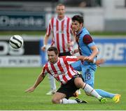 25 July 2013; Patrick Kavanagh, Derry City, in action against Aykut Akgun, Trabzonspor. UEFA Europa League Second Qualifying Round, 2nd leg, Derry City v Trabzonspor, The Brandywell, Derry. Picture credit: Oliver McVeigh / SPORTSFILE