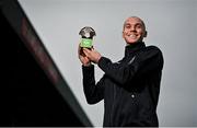 14 October 2021; Georgie Kelly of Bohemians with his SSE Airtricity / SWI Player of the Month Award for September 2021 at Dalymount Park in Dublin. Photo by Seb Daly/Sportsfile
