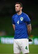 12 October 2021; Shane Duffy of Republic of Ireland during the international friendly match between Republic of Ireland and Qatar at Aviva Stadium in Dublin. Photo by Stephen McCarthy/Sportsfile