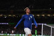 12 October 2021; Callum Robinson of Republic of Ireland celebrates after scoring his side's first goal during the international friendly match between Republic of Ireland and Qatar at Aviva Stadium in Dublin. Photo by Stephen McCarthy/Sportsfile