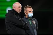 12 October 2021; Republic of Ireland athletic therapist Colum O’Neill, left, and chartered physiotherapist Danny Miller before the international friendly match between Republic of Ireland and Qatar at Aviva Stadium in Dublin. Photo by Stephen McCarthy/Sportsfile