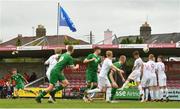 13 October 2021; Justin Ferizaj of Republic of Ireland shoots to score his side's second goal during the UEFA U17 Championship Qualifying Round Group 5 match between Republic of Ireland and Poland at Turner's Cross in Cork. Photo by Eóin Noonan/Sportsfile