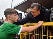 13 October 2021; Rocco Vata of Republic of Ireland with his father, former Celtic and Albanian footballer Rudi, after the UEFA U17 Championship Qualifying Round Group 5 match between Republic of Ireland and Poland at Turner's Cross in Cork. Photo by Eóin Noonan/Sportsfile