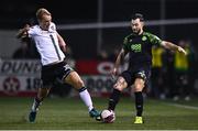 8 October 2021; Richie Towell of Shamrock Rovers and Greg Sloggett of Dundalk during the SSE Airtricity League Premier Division match between Dundalk and Shamrock Rovers at Oriel Park in Dundalk, Louth. Photo by Ben McShane/Sportsfile