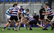 13 October 2021; Hubie McCarthy of Blackrock College is tackled by Scott McAllister of Terenure College during the Bank of Ireland Leinster Schools Junior Cup semi-final match between Blackrock College and Terenure College at Energia Park in Dublin. Photo by Piaras Ó Mídheach/Sportsfile