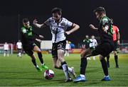 8 October 2021; Sam Stanton of Dundalk in action against Ronan Finn of Shamrock Rovers during the SSE Airtricity League Premier Division match between Dundalk and Shamrock Rovers at Oriel Park in Dundalk, Louth. Photo by Ben McShane/Sportsfile