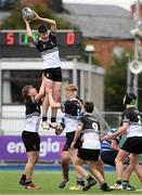 14 October 2021; Ruairi Munnelly of Newbridge College takes the ball in the lineout during the Bank of Ireland Leinster Schools Junior Cup semi-final match between St Vincent’s Castleknock College and Newbridge College at Energia Park in Dublin. Photo by Matt Browne/Sportsfile