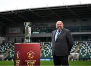 14 October 2021; IFA President Conrad Kirkwood during the Unite the Union Champions Cup Launch at The National Football Stadium in Windsor Park, Belfast. Photo by David Fitzgerald/Sportsfile