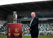 14 October 2021; FAI President Gerry McAnaney during the Unite the Union Champions Cup Launch at The National Football Stadium in Windsor Park, Belfast. Photo by David Fitzgerald/Sportsfile