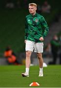 12 October 2021; Liam Scales of Republic of Ireland before the international friendly match between Republic of Ireland and Qatar at Aviva Stadium in Dublin. Photo by Eóin Noonan/Sportsfile