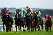 14 October 2021; Olivia Valere, with Mikey Sheehy up, centre, on their way to winning the Taxi4horses.com Handicap at The Curragh Racecourse in Kildare. Photo by Harry Murphy/Sportsfile