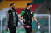 15 October 2021; Barry Cotter, left, and Neil Farrugia of Shamrock Rovers before their side's SSE Airtricity League Premier Division match against Sligo Rovers at Tallaght Stadium in Dublin. Photo by Seb Daly/Sportsfile