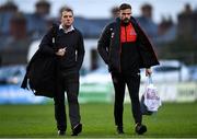 15 October 2021; Dundalk head coach Vinny Perth, left, and Dundalk captain Andy Boyle arrive before the SSE Airtricity League Premier Division match between Bohemians and Dundalk at Dalymount Park in Dublin. Photo by Ben McShane/Sportsfile