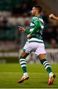 15 October 2021; Danny Mandroiu of Shamrock Rovers celebrates after scoring his side's first goal during the SSE Airtricity League Premier Division match between Shamrock Rovers and Sligo Rovers at Tallaght Stadium in Dublin. Photo by Seb Daly/Sportsfile