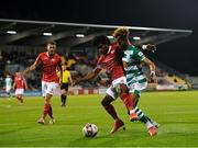 15 October 2021; Barry Cotter of Shamrock Rovers in action against Walter Figueira of Sligo Rovers during the SSE Airtricity League Premier Division match between Shamrock Rovers and Sligo Rovers at Tallaght Stadium in Dublin. Photo by Seb Daly/Sportsfile